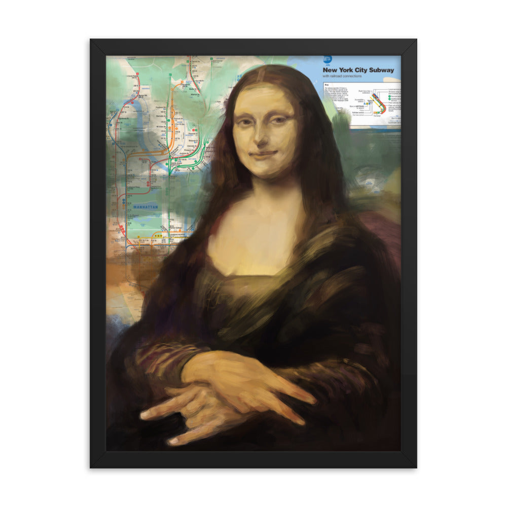 Mona Lisa On NYC Map Framed poster